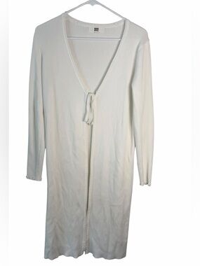 Madden NYC Women's Ribbed Duster Cardigan in white